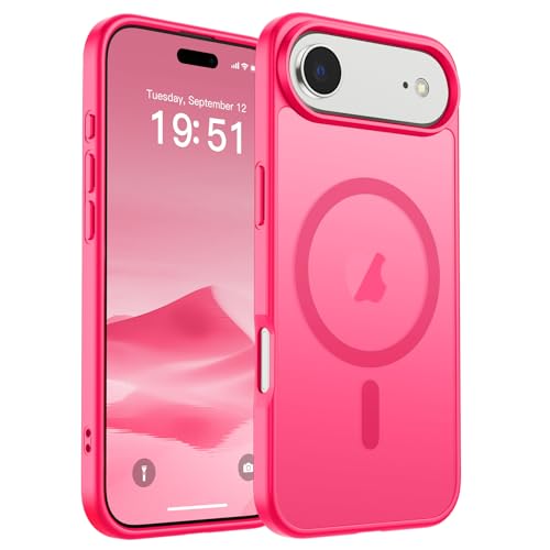 Image of SUPFINE Magnetic for iPhone Air Case (Compatible with MagSafe)(Military Grade Drop Protection) Slim Translucent Matte Shockproof with Anti-Fingerprint Phone Cover for 17 Air,Hot Pink
