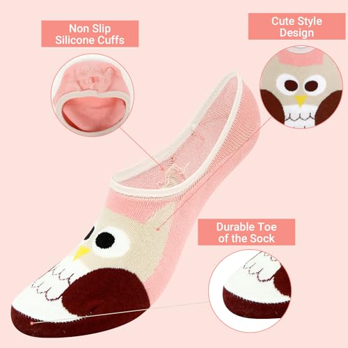 Image of Violet Mist Women No Show Socks Animal Patterned Low Cut Liner Socks Girls | Non Slip Invisible Socks, Novelty Funny Pattern Footies Flat Boat Socks Casual, Summer