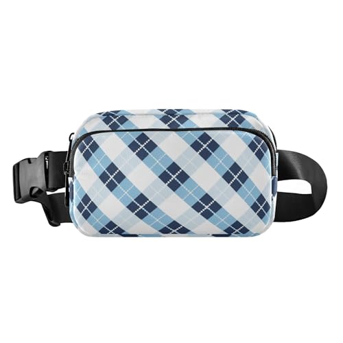 Blu Bianco Plaid Elegante Marsupio Borsa a Tracolla per Piccolo Uomo Daffari Multiuso con Cinghia Regolabile per Viaggi Shopping Corsa para hombre de Blu Moderno Blu