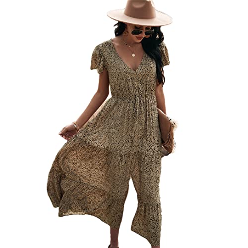Robe d'été décontractée pour silhouette L, confort léger à volants