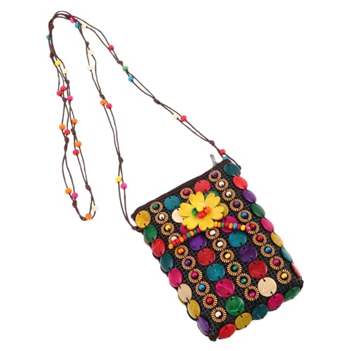 Sac ethnique coque de noix FRCOLOR petit sac à main bohème idéal pour festival et plage
