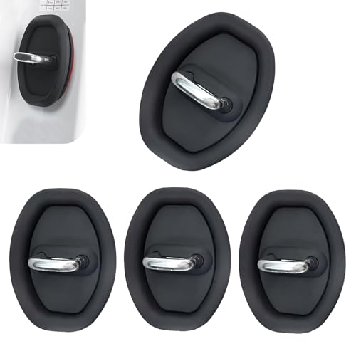 Zosgrew 4 PCS Door Latch Lock Covers Silicone Door Latch Protective Cover Self-Adhesive Anti-Rust Noise Dampers Car Door Protector Universal for Most Cars Trucks SUVs (Black)