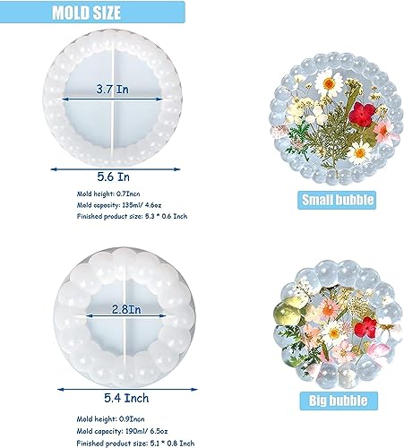 Image of RKPM HOMES Bubble Coaster Mould I Silicone Round Epoxy Resin Deep Casting Tray I Ashtray Mold for Homemade Ornament DIY Art Crafts Jewelry Storage Box Ring Trinket Container Table Decoration (2 Size)
