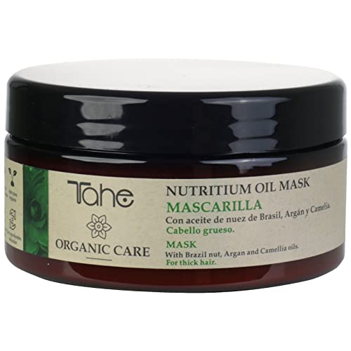 Tahe Organic Care Nutritium Huile Masque Capillaire pour Cheveux Épais À l’huile de noix du Brésil, huile d’argan et huile de Camellia (300 ml)
