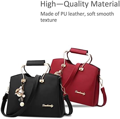 NICOLE&DORIS Women Handbags Tote Top Handle Shoulder Bags Crossbody Bag for Ladies Leather Bag with Long Strap wine red