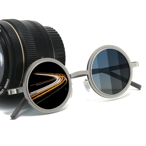 Adjustable Tint Sunglasses, Retro Circle Stepless Dimming Polarized Metal Shades for Men Women Halloween Costume3