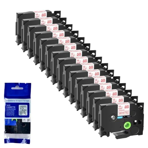 15pk 12mm TZE-231�������x���e�[�v�̃u���b�NTZE-241 335 131 TZ 631���x���v�����^�[�݊��e�[�v(Red on white)
