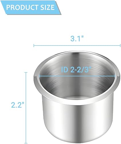 Miniatura 2 de Soporte de vaso de acero inoxidable para caravana, accesorios de montaje de bebida para consola central de automóviles marinos, barcos, camiones