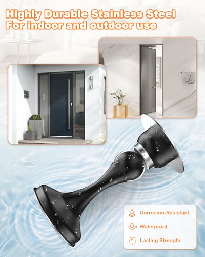 Image of Crosize Magnetic Door Stoppers 6 Pack, Stainless Steel Door Stops for Wall and Floor Mounting, Door Holder Keep Door Open, No Drilling Door Stop with 3D Adhesive Tapes, Black