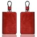 VISOUL Car Key Case Holder Double Zipper, Leather Car Smart Key Fob Case with Keychain for Men and Women-Burgundy