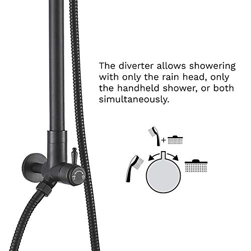 Fennocasa Polaris Vintage Rain Shower System For Retrofit & Remodel, 8" Rain Shower Head With Handheld Spray Combo With Slide Bar, Vertical Extension Pipe, Traditional Bathroom (Oil-Rubbed Bronze) #TOP1