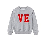 Enfants garçons ou filles pull à col rond sweat-shirt vêtements assortis noël imprimé chemise à manches longues famille correspondant pull Parent enfant Robe Fillette Chic (Grey, 6-7 Years)