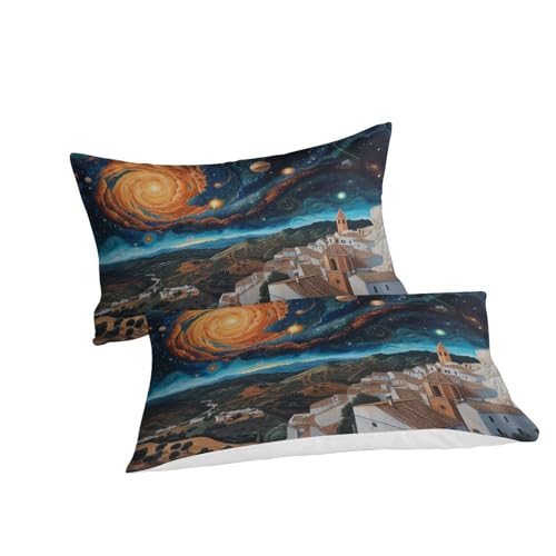 Housse de couette 3D ciel nocturne douce en microfibre avec fermeture éclair pratique king - 3