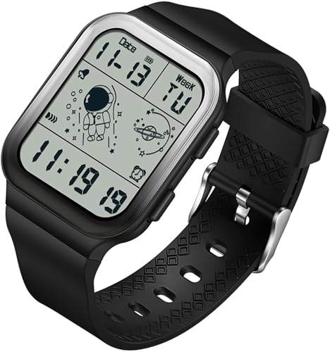 findtime Digital Watch Rectangular Watches for Women Men White Unisex Square LED Electronic 5ATM Waterproof Wristwatch Sports Silicone Strap