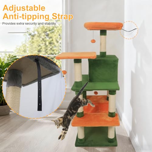 Torre para gatos interior 58 pulg con colchoneta y rascador miniatura 7