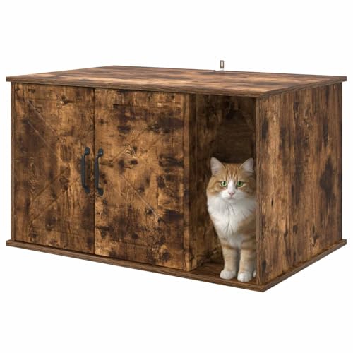 Niche rectangulaire moderne pour chat en chêne fumé 85cm - 4