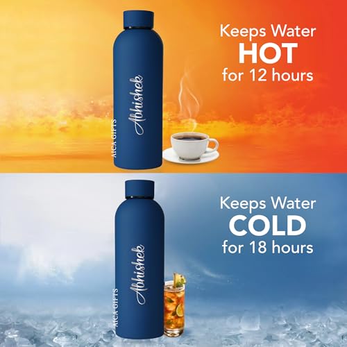 Image of AICA Personalized Name Stainless Steel Water Bottle - 500ml | For Men & Women Girl & Boy | Gifts for Men & Women Girl & Boy| Secret Santa Gifts for Office Staff Man Woman (Royalblue)