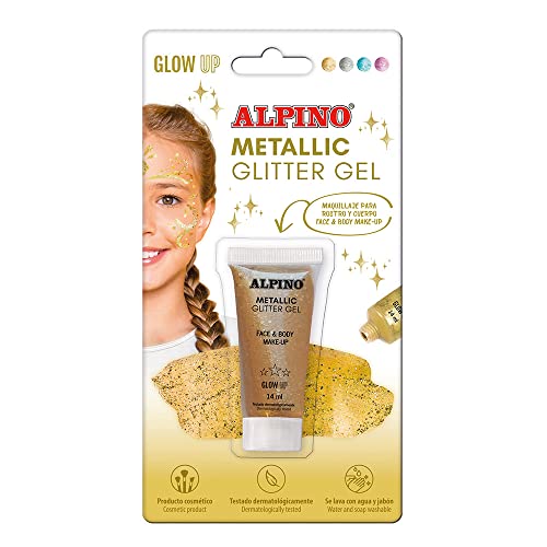 Metallic Glitter Gel Alpino Fiesta color dorado| Gel purpurina metalizado con base de color dorado | Purpurina líquida