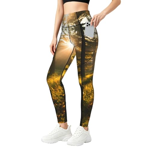 Pantalones de yoga de cintura alta que estilizan y tienen bolsillos para móvil