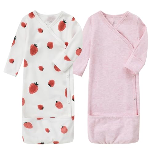 Image of O2 BABY 100% Organic Cotton Kimono Gown with Mittens & Fold-Over Pouch