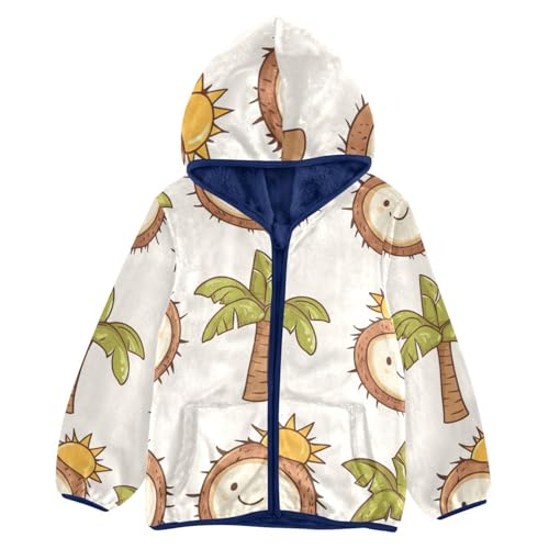 Coconut Fruit and Coconut Tree Girls Fleece Jacket Girls Fall Jacket Girls Zip Up Hoodie Girls Sherpa Jacket 2-10T