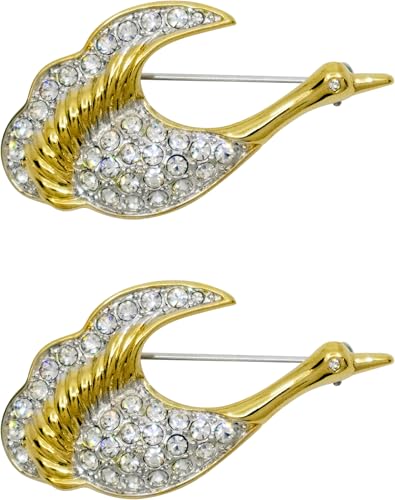 Image of Set of 2 Brooch Lapel Pins With Rhinestones
