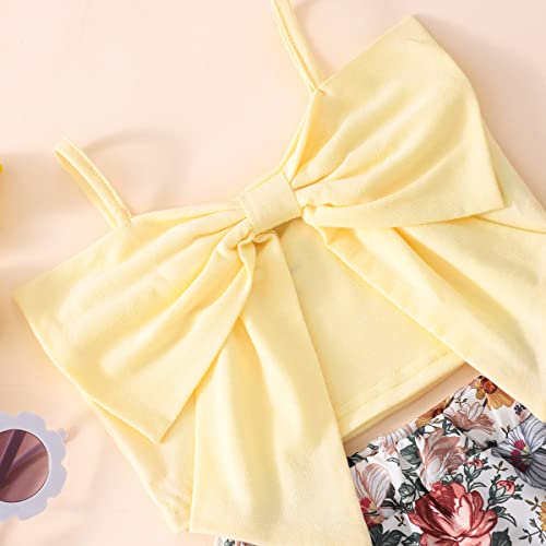 Nubeehoho Baby Girl 2Pc Skirt Set Summer Outfit Kids Beige Spaghetti Straps Cami Tank Floral Tiered Skirt Toddler Birthday Clothes 2T #TOP2