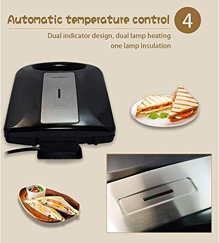GLP 1200W 4 Slice Sandwich Maker with Non Stick Plates, Multifunction Heating Toast Multifunctional Waffle Light Food, for Home