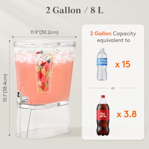 Image of Lifewit 2 Gal Drink Dispenser with Leak-Proof Spigot & Fruit Infuser 3 Pcs