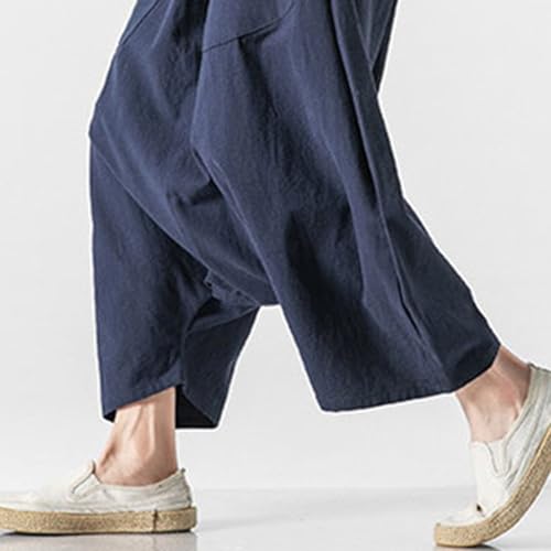Men's Harem Pants Overalls Shorts Day Pants Wide Leg Pants Knee Length Pants4