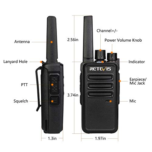 Retevis RT668 Talkie Walkie, PMR446 sans Licence Radio Bidirectionnelle Rechargeable avec Casque, Portable Talkie Walkie Professionnel pour Sécurité, École, Restaurant et Hôtel (Noir, 6 Pièces)