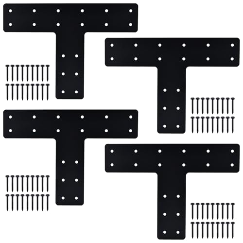 Patioer T Post Bracket for 4x4 Lumber, 14" x 10" Heavy Duty Steel Mending Plate, Pergola T Beam Truss Bracket, Post to Beam Connectors, Thickness 1/8" (3mm) by Patioer - Used condition - US$28.87