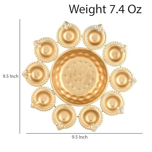 Lovenspire LNT-L-18749-S Urli Bowl Brass Finished Diya Shape Flower Decorative Urli Bowl For Floating Flowers Tea Light Candles Home Office Table Decor Diwali Decoration Indian Showpiece Items  thumb #2