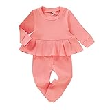 Infant Toddler Baby Girl Clothes Tie Dye Ruffle Long Sleeve T-Shirt Tops Long Pants Fall Winter...