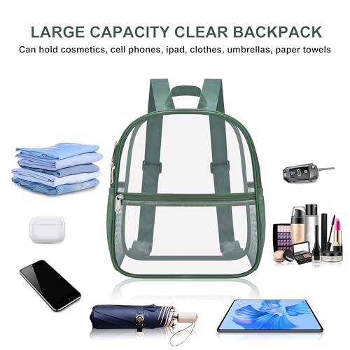 Image of Oraben Clear Backpack Stadium Approved, 12 x 6 x 11 in, Small Transparent Backpack for Concerts, Sports Events, Festivals, Travel, Waterproof PVC, Adjustable Straps, Women Men