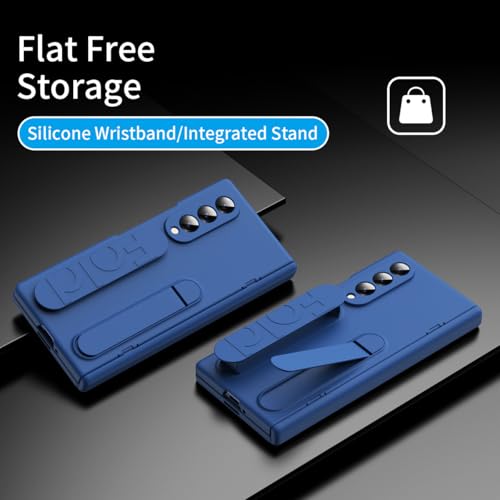 Coque Samsung Z Fold3 étui bleu avec protège écran et béquille