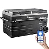 AAOBOSI 115L Glaciere Electrique Double Zone,Glaciere a Compression WiFi APP,12 V/24 V et 100 240 V Frigo Camping,  20 ℃ à 20 ℃, pour Voiture, Camion, Bateau, Camping, Car, Caravanes, Voyageant,Maison
