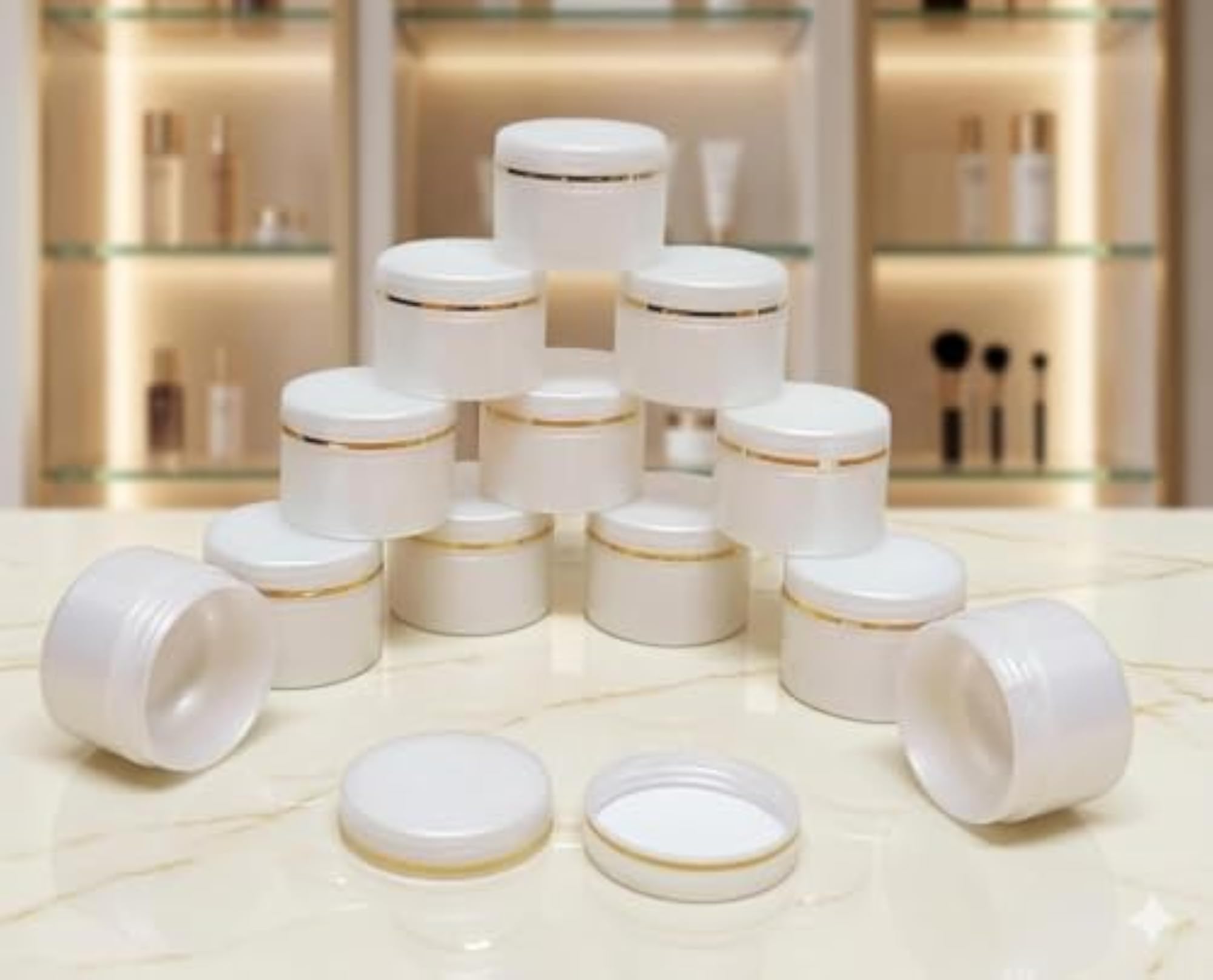 Round Empty Plastic Cosmetic Cream Container Jars, Pack of 12