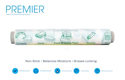 Image of Premier Tissues Food Wrapping Paper - 20 Meters | Safe, Hygienic, and Greaseproof Food Grade Paper for Wrapping Sandwiches, Snacks, and Baked Goods | Ideal for Home, Cafes, and Restaurants