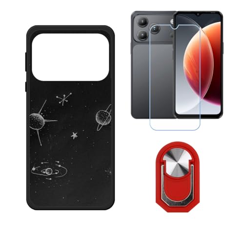 BMPNLSZ �K�pBlackview Wave 7C�p+HD�����K���X�ɓK�����ėpTPU�P�[�X�A�V���J�Q���P�[�X�o���p�[�ی�o�b�N�P�[�X-�ɓK����9�d�x�X�N���C�u�h�~�X�N���[���v���e�N�^(6,56") + ���O���\�Ŕėp�I��360�x��]�\�ȃX�e���g