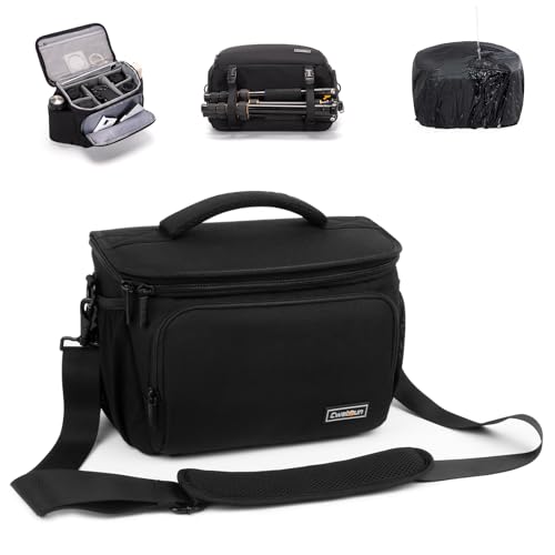 Cwatcun Sacoche pour Appareil Photo Reflex, Sacoche Photo étanche pour Appareil Photo Reflex pour Canon, Nikon, Sony, Fuji Klein DSLR/SLR et Objectif,Noir,XL
