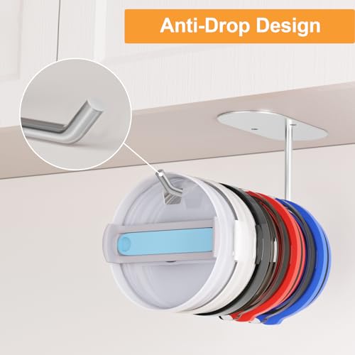 2 Pack Tumbler Lid Organizer, Space Saving Cup Lid Organizer for Yeti/Stanley/Simple Modern Tumbler Lids, Self-Adhesive or Drilling Tumbler Lid Hook for Kitchen Organizers and Storage - Image 5