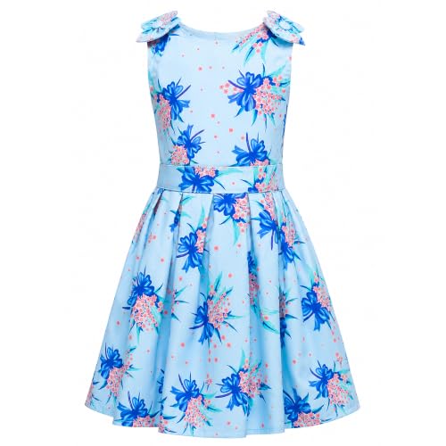 Image of Miss Lavish London Kid Dress for Girls, Shoulder Bow Printed Party Dress, Summer Dress for Girls, Kids Printed Dress for Birthday, Vacation, Wedding & Festival Girls Dresses