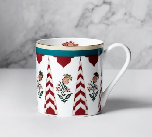 Image of India Circus by Krsnaa Mehta Blushed Orchard Melon Coffee Mug | Tea Cup with Handles | Dishwasher Safe | Designer Multicolor, Set of 6, 220 mL Each
