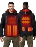 Men's Heated Jacket with Detachable Hood, Waterproof Winter Outdoor Heating Jackets for Men (Battery Pack Included) (US, Alpha, X-Large, Regular, Regular, black)
