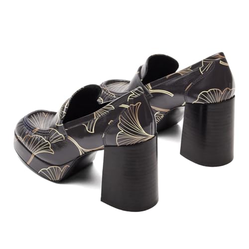 Women Vintage Closed Rounded Toe Loafer Pumps Platform Slip On Block High Heels Formal Business Work Outfit Shoes Size 4-16 US4