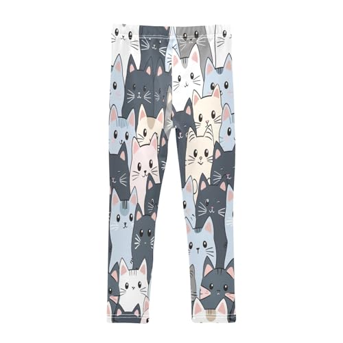 Toddler Girls Leggings Printed Yoga Pants Leggings Blue Grey Cat for Kids2