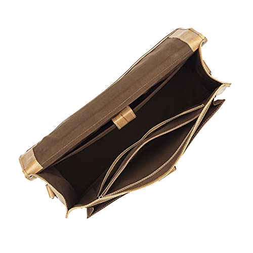 American West LeatherStagecoach Multi-Compartment Laptop Briefcase (Charcoal Brown)