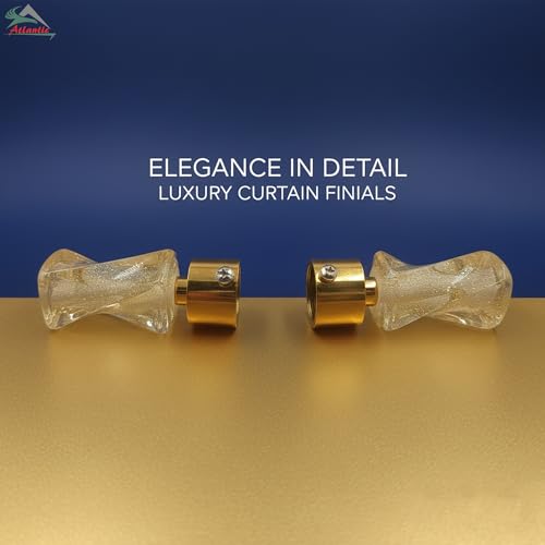 Image of Atlantic Curtain Rod Finials Set of 4, Decorative Textured Resin Finials with Gold Finish for Standard Drapery Rods