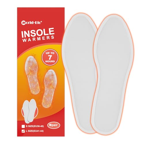 Insole Foot Warmers (10 Pairs) - Up to 9 Hours of Heat - Ultra Thin, No Clumping, All Natural - Air Activated Heated Insoles - Feet Warmers for Men & Women - L(EU41-44)